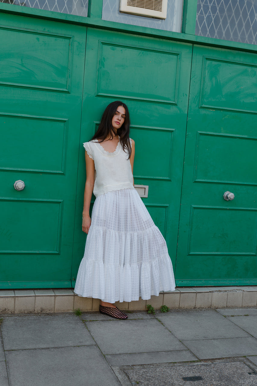 FLAMENCA skirt / organic indian cotton / crema de coco chequered