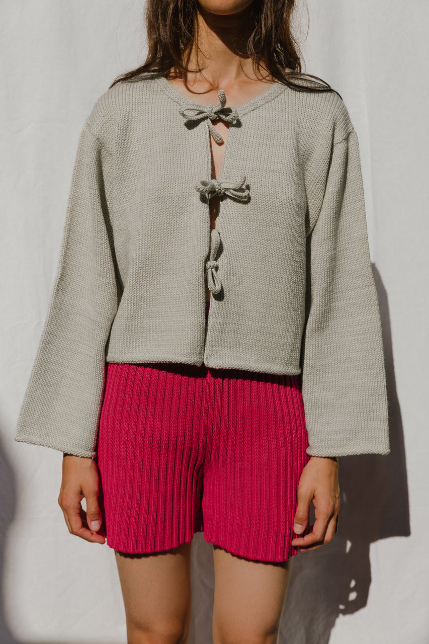 REINA cardigan / merino wool / silver lining