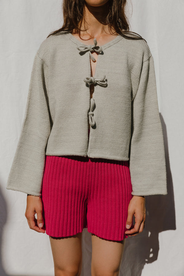 REINA cardigan / merino wool / silver lining