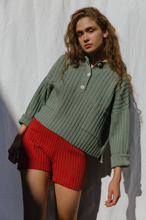 FRANKA ribbed jumper / highland wool / seaglass
