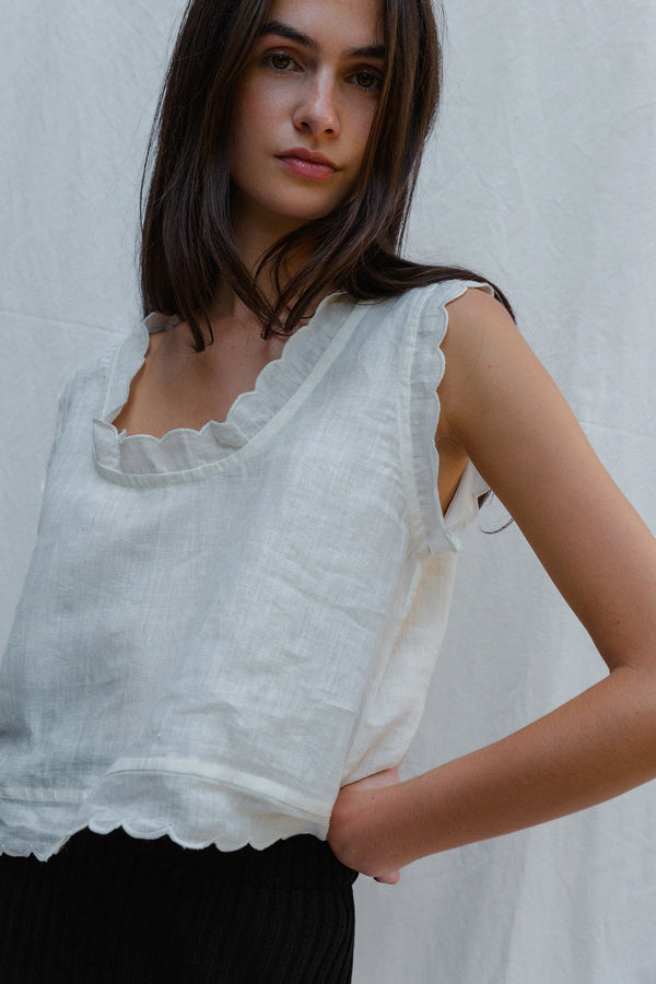 SURYA top / indian linen / milk