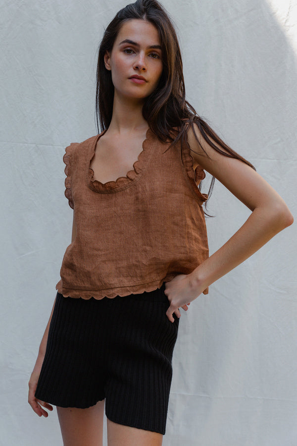 SURYA top / indian linen / cinnamon