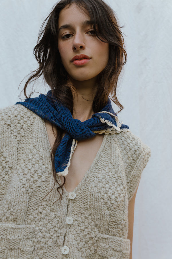 EULALIA fine knit scarf / organic cotton / midnight swim