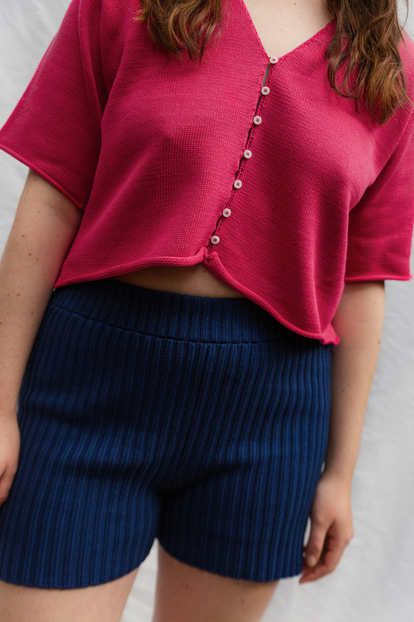 MINI LUCA cardigan / organic cotton / frambuesa
