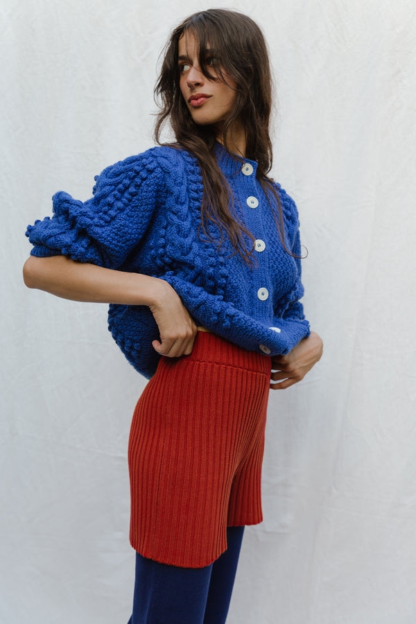 EWA cardigan / highland wool / azul