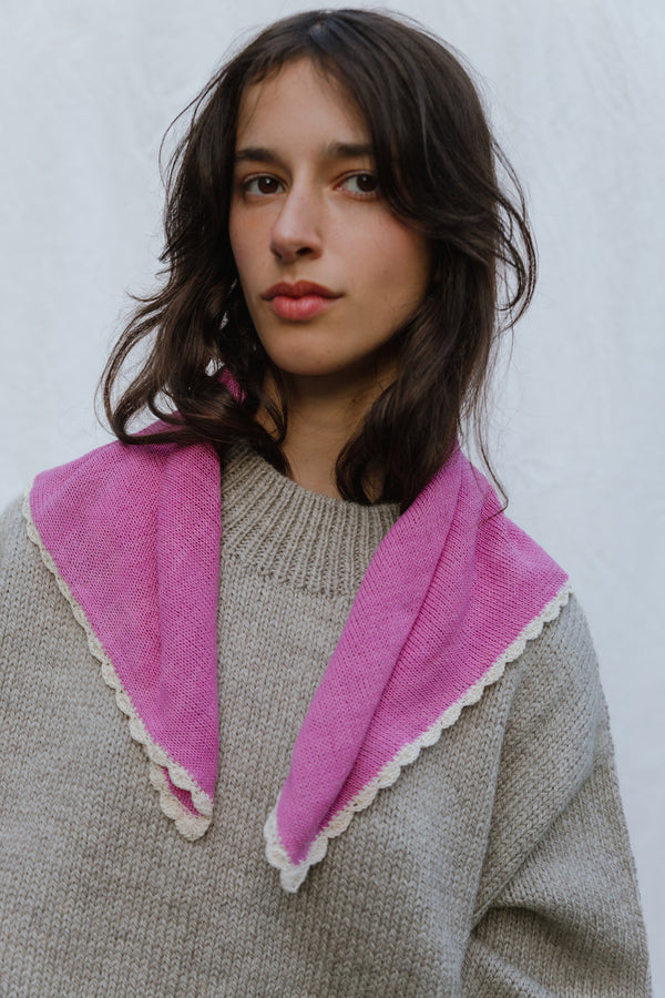EULALIA fine knit scarf / organic cotton / dragonfruit