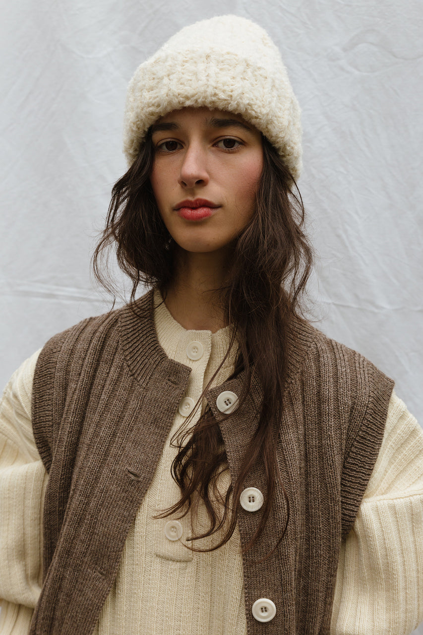 PEPITA hat / alpaca & highland wool boucle / milk