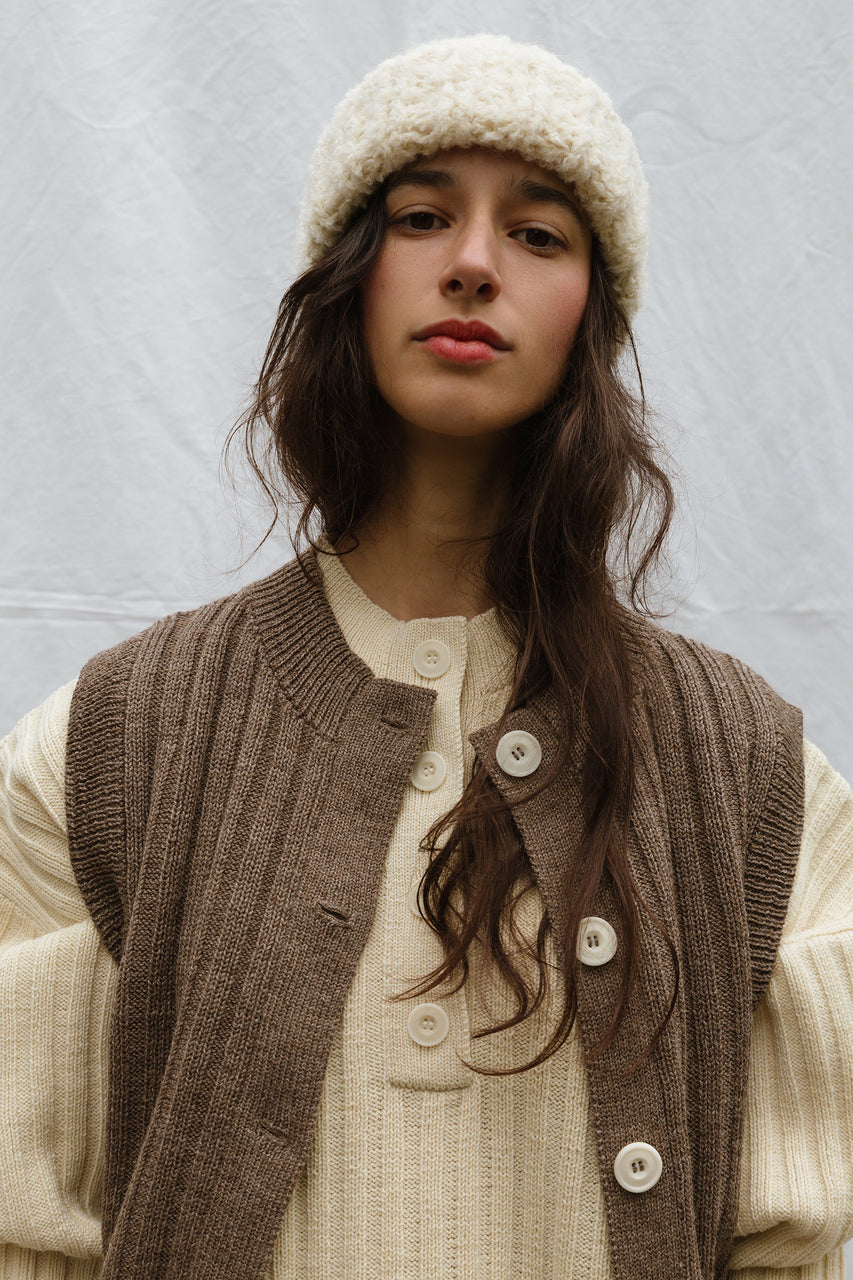 PEPITA hat / alpaca & highland wool boucle / milk