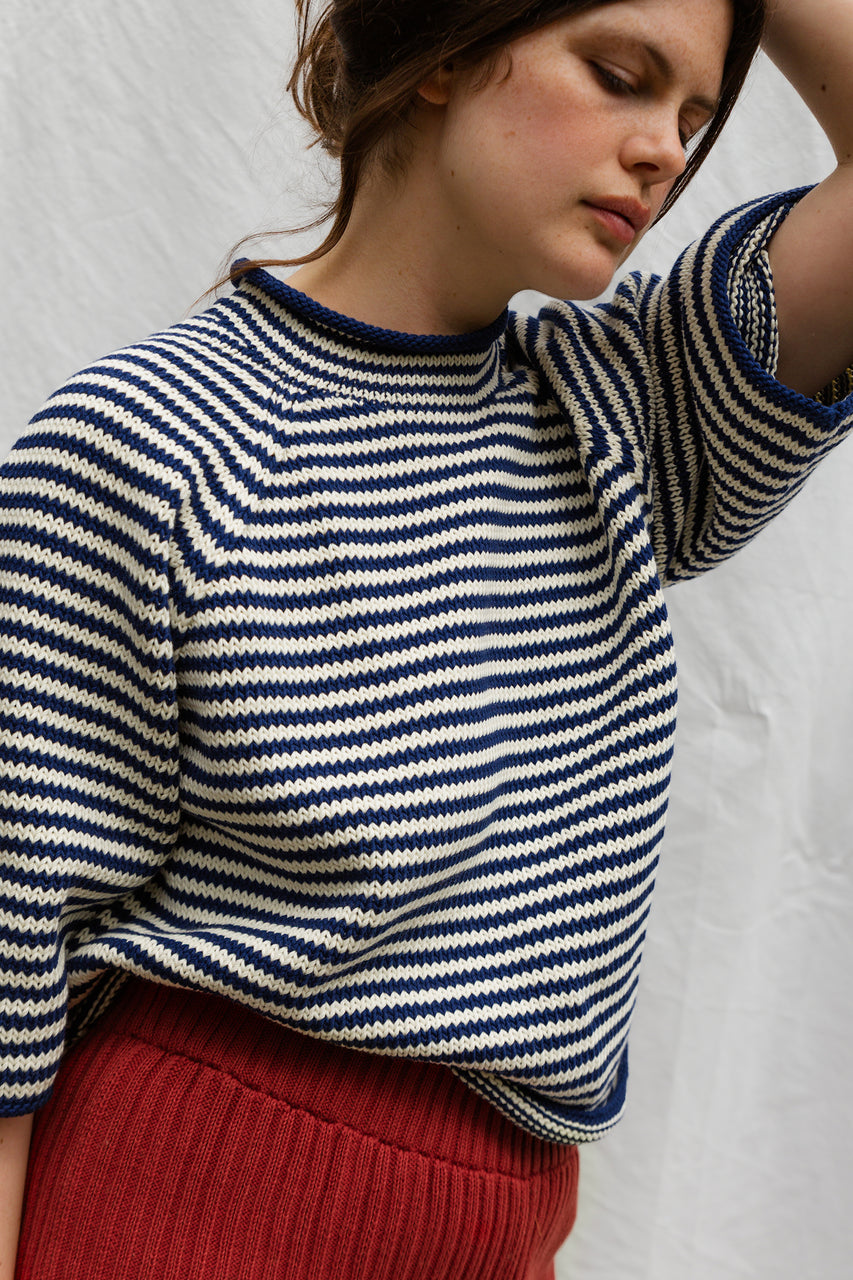 PABLO mini jumper / organic cotton / milk & midnight stripe