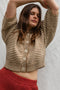 ISOBEL cardigan / organic cotton / milk & carob stripes