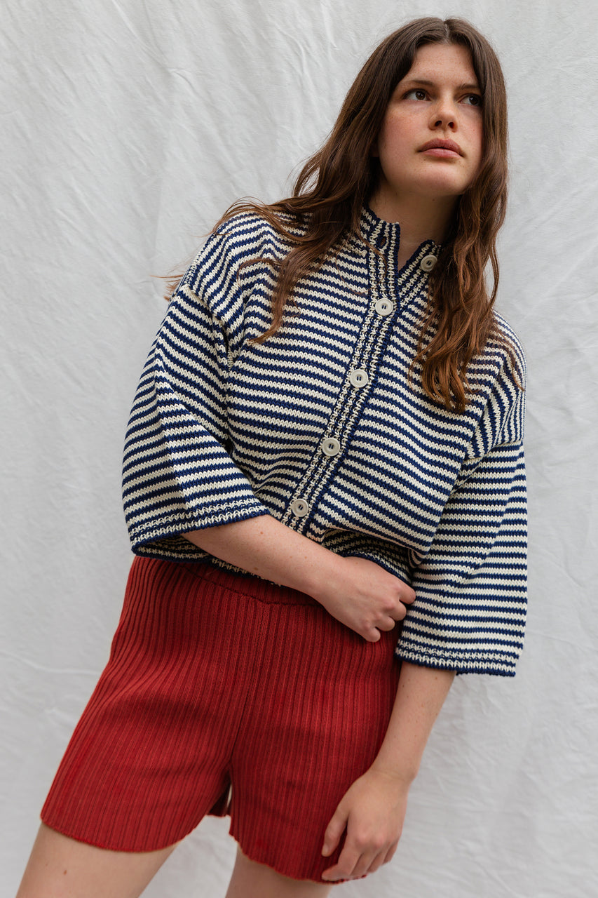 ISOBEL cardigan / organic cotton / milk & midnight stripes