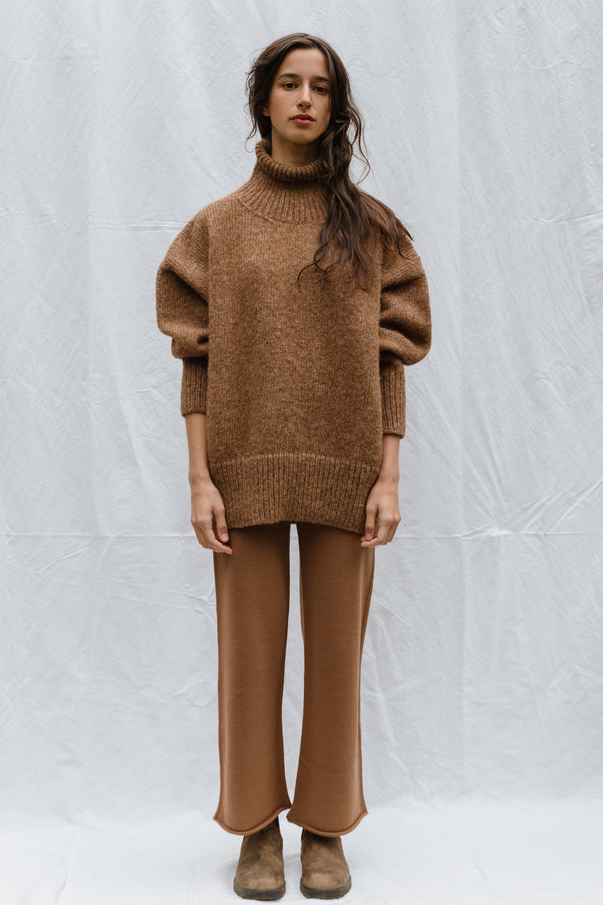 NORA turtleneck / alpaca & pima cotton / autumn leaf