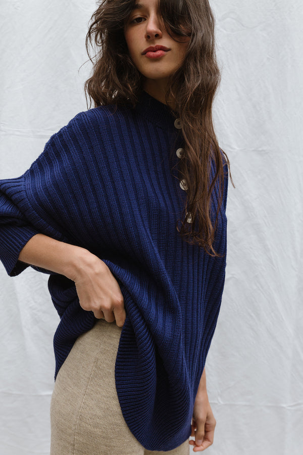 PAZ ribbed jumper / highland wool / indigo