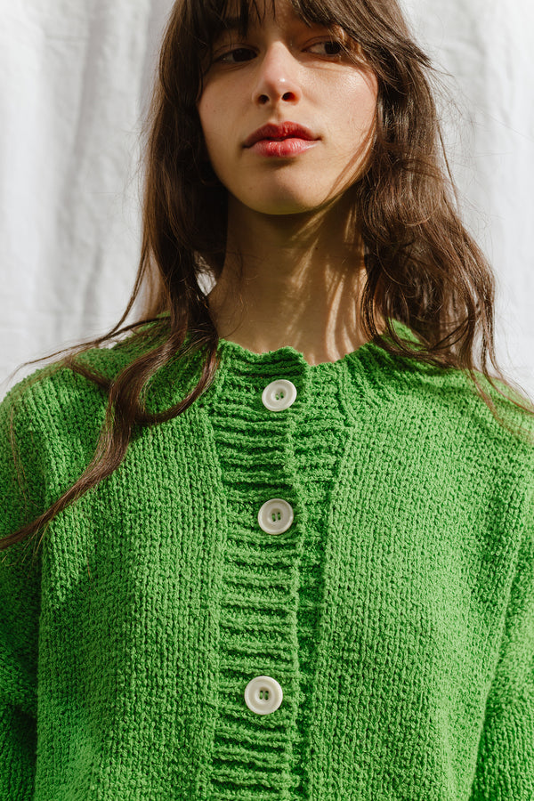 CARMEN cardigan / organic cotton boucle / apple
