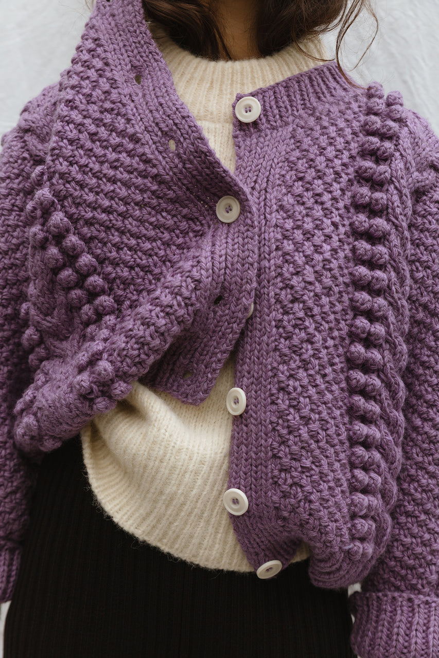 MINI EWA chunky cardigan / highland wool / jacaranda