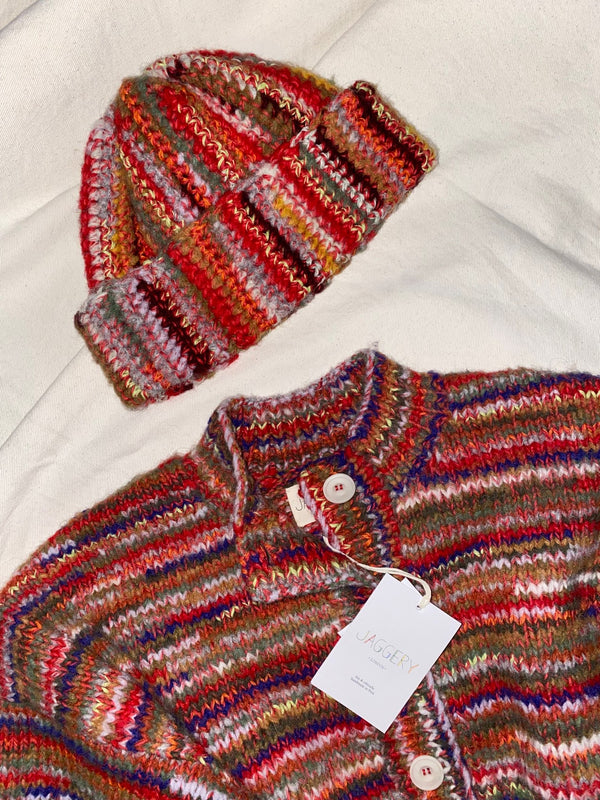 CONFETTI PESCADERO HAT / organic cotton sweet paprika & mixed yarns