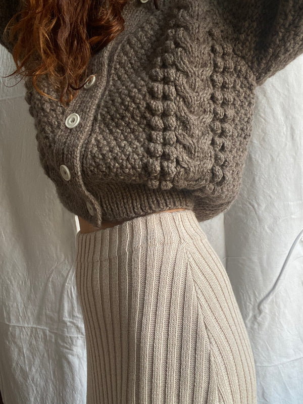 MINI EWA chunky cardigan / highland wool / walnut