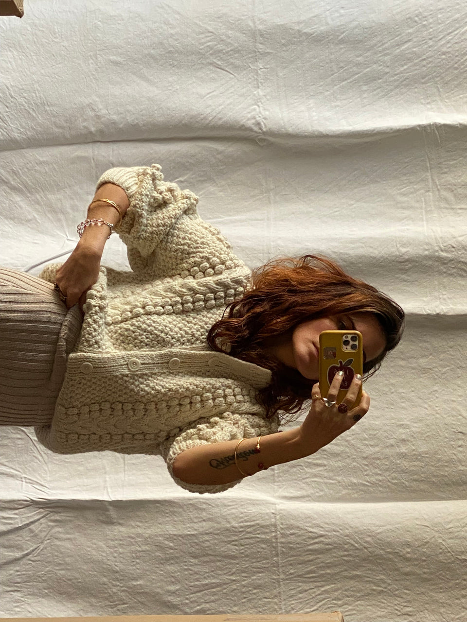 MINI EWA chunky cardigan / highland wool / milk