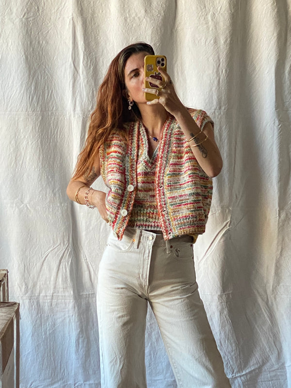 CONFETTI MINI v-neck vest cardigan / milk