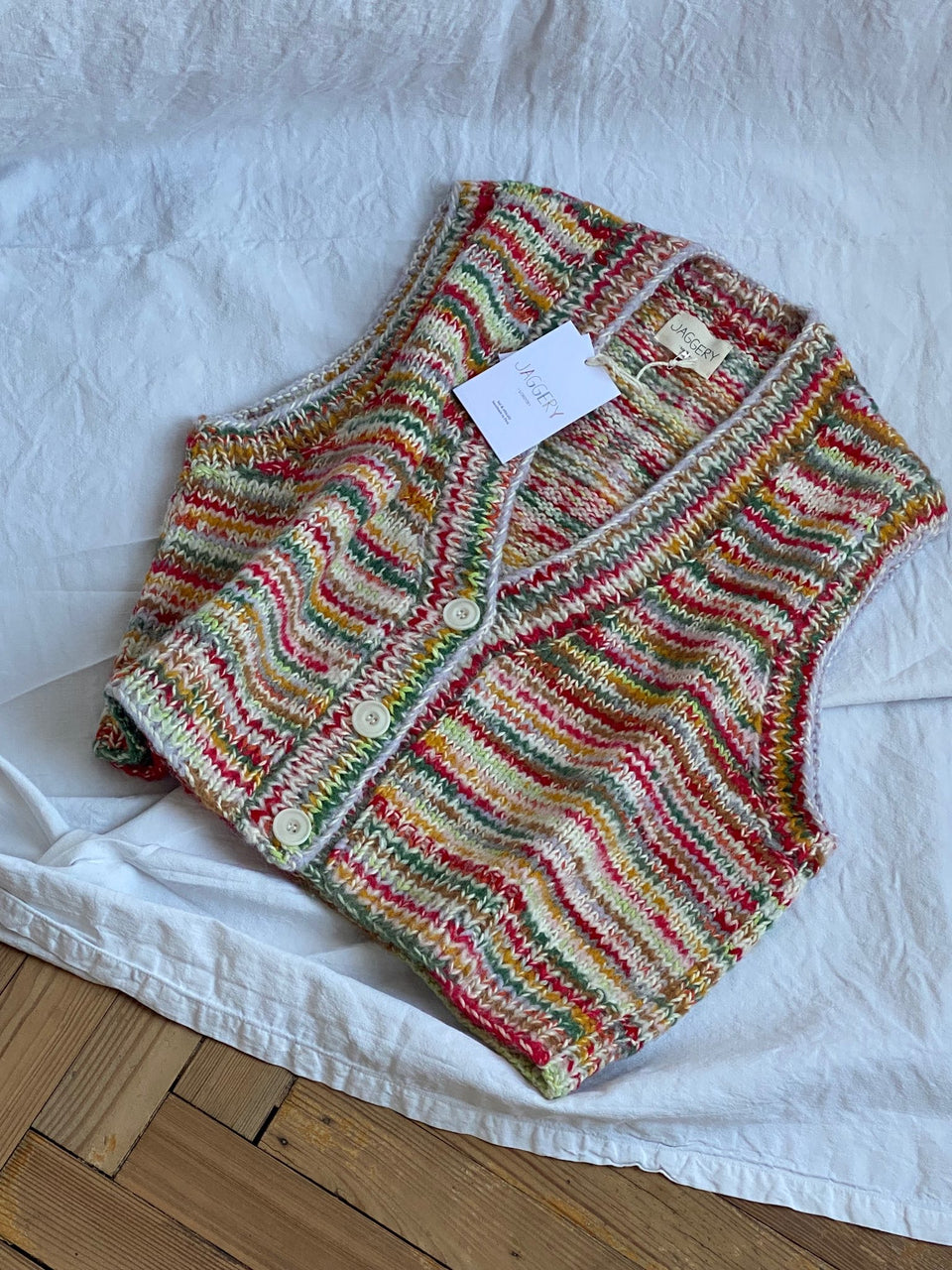 CONFETTI MINI v-neck vest cardigan / milk