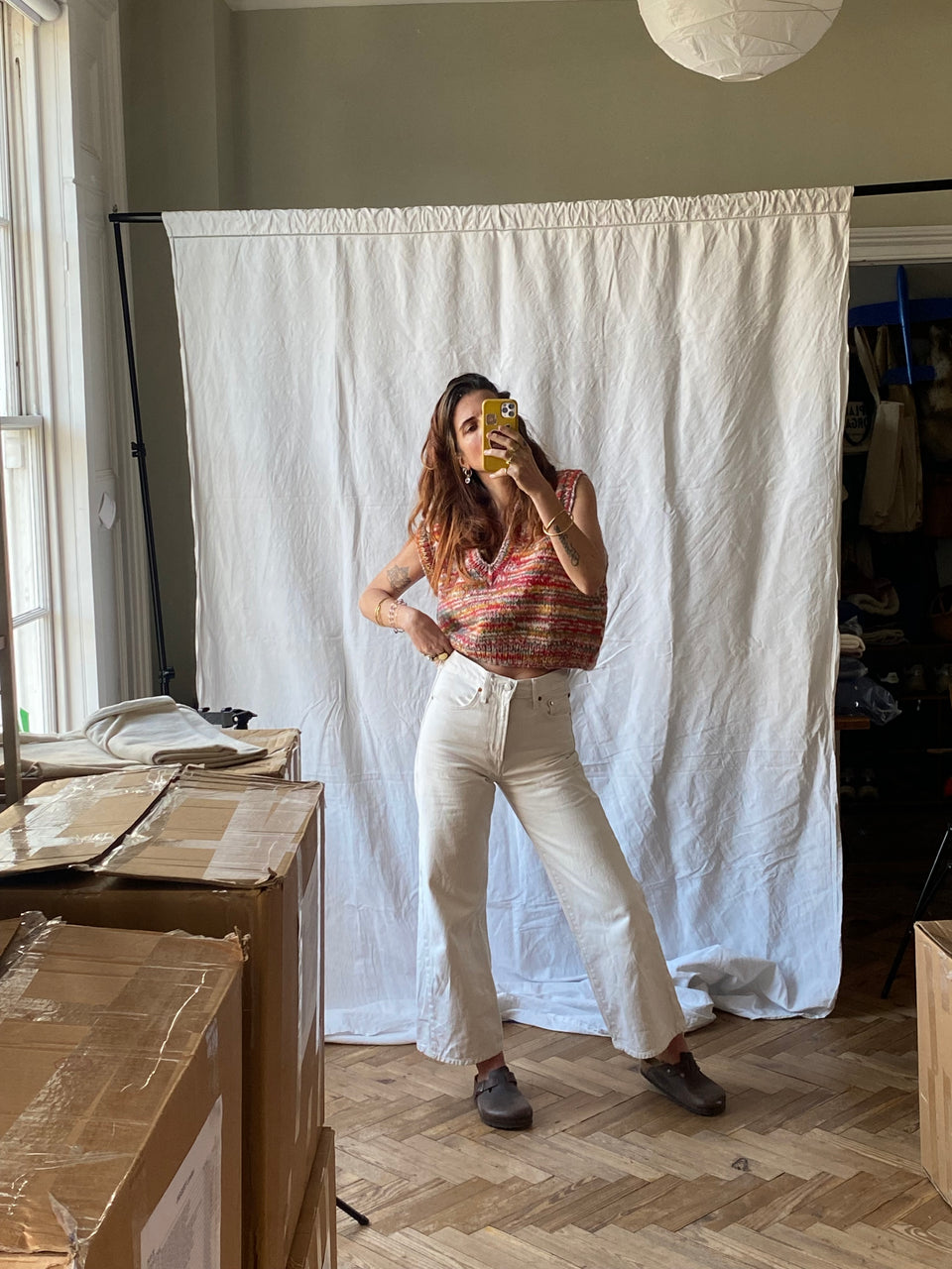 CONFETTI MINI v-neck vest / sweet paprika