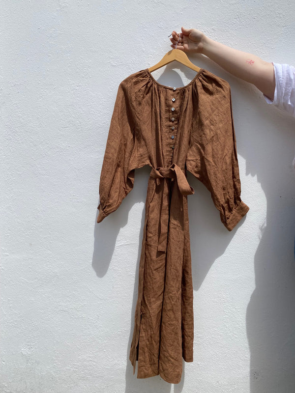 LOLA dress / indian linen / cinnamon / sample / 2 sizes available