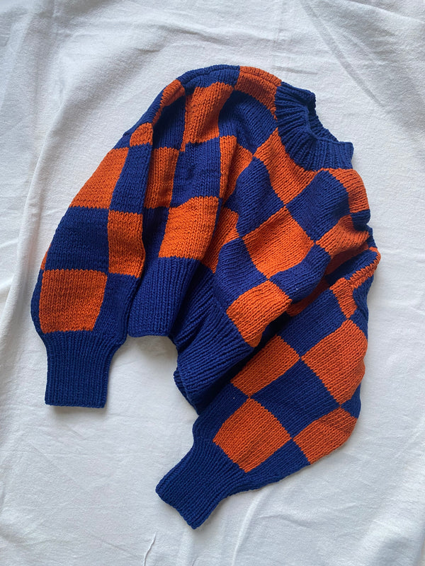 Lino jumper / organic cotton / midnight & orange zest / 8uk-10uk / sample