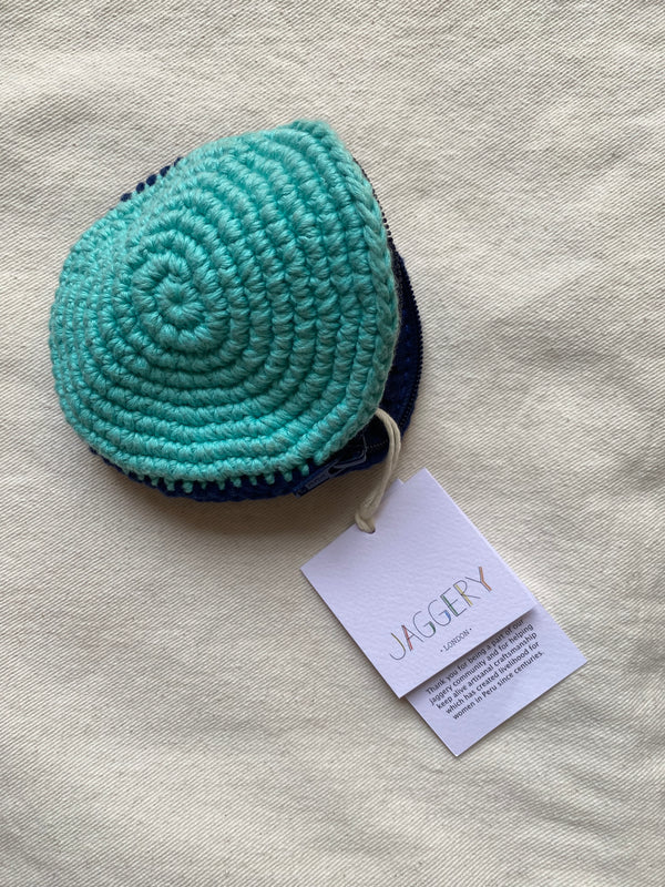 MONEDERO REDONDO / organic cotton / turquesa y midnight