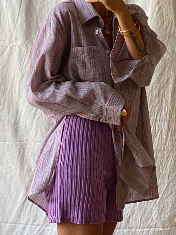 SANTIAGO big shirt / organic indian cotton / liquorice & pastel ripple