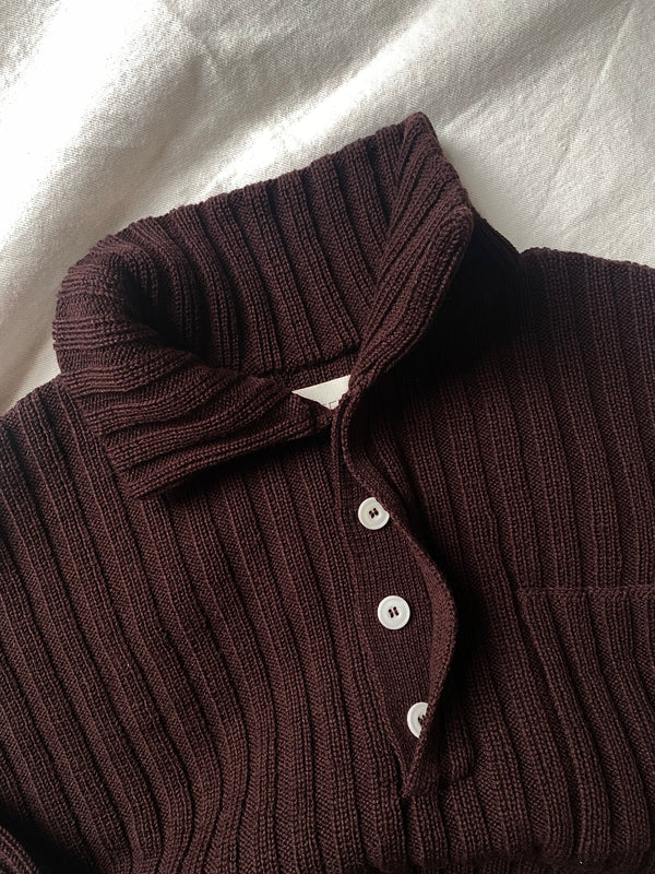 LENNY rib jumper / highland wool / dark cherry plum