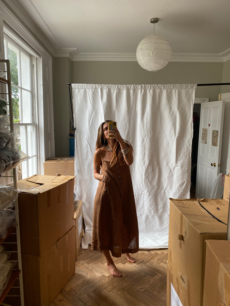 LELLA dress / indian linen / cinnamon