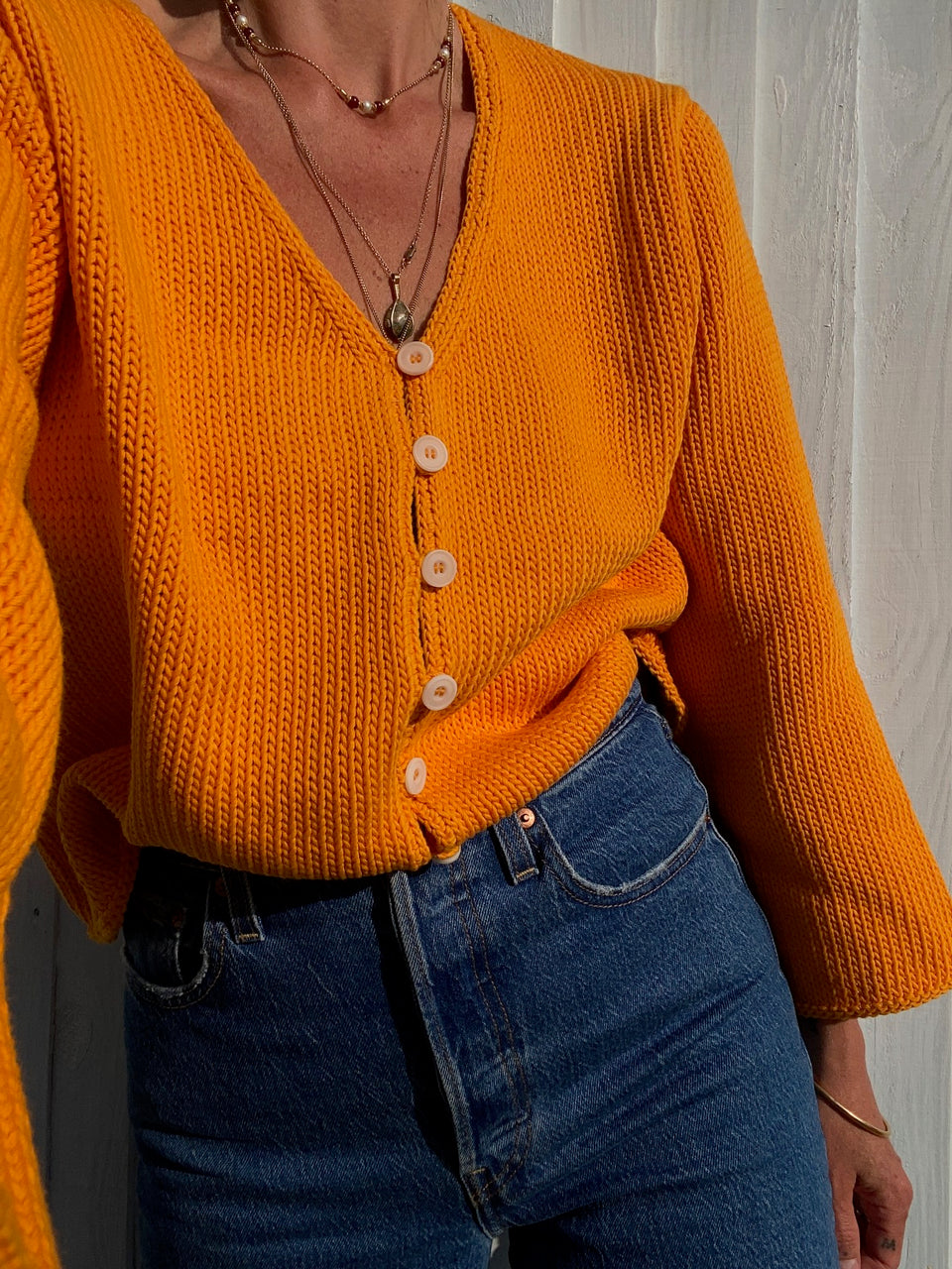 PAOLA cardigan / organic cotton / kumquat