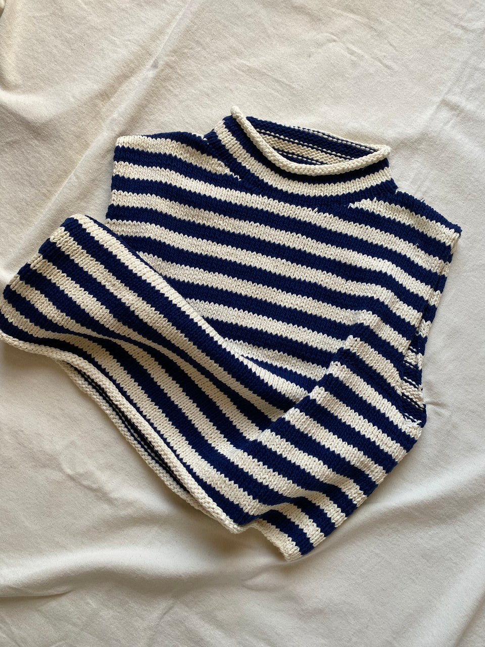 TINO vest / organic cotton / milk & midnight stripes / sample / 8-12uk