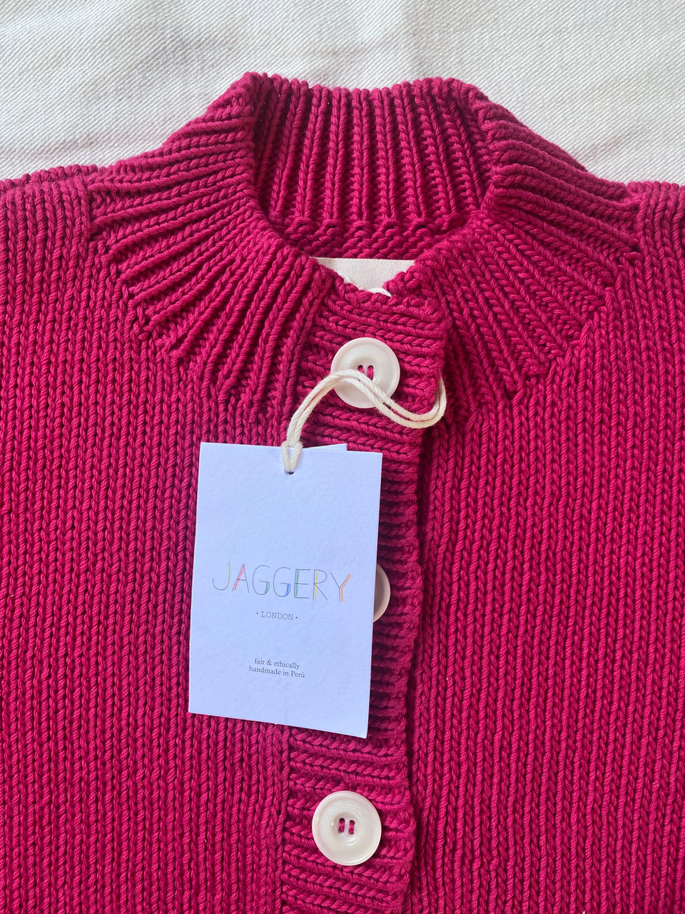 CARMEN cardigan / organic cotton / frambuesa / samples