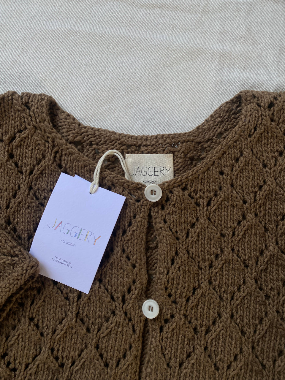 LINA BOLERO mini cardigan / organic cotton / carob / samples