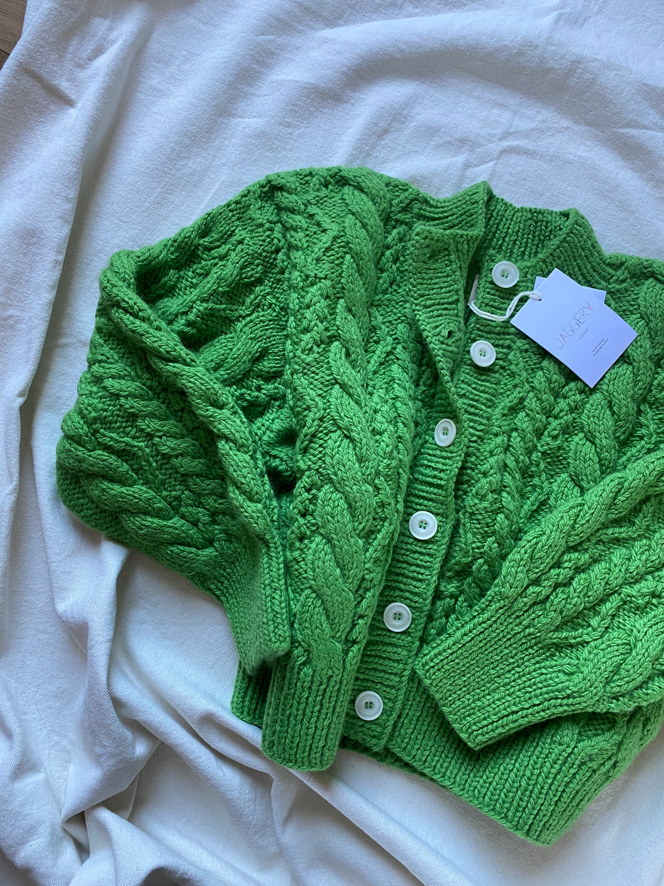MILAGRO cardigan / highland wool / lemongrass / samples