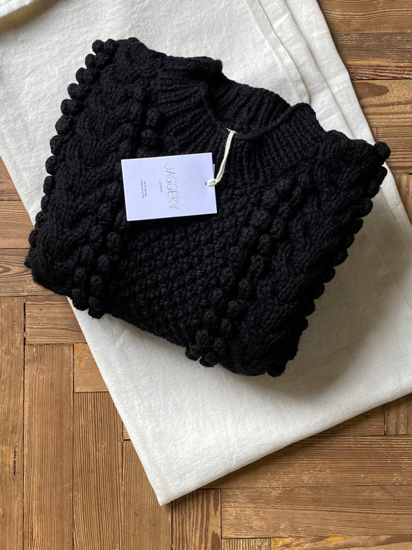 MINI EWA chunky jumper / highland wool / black / samples