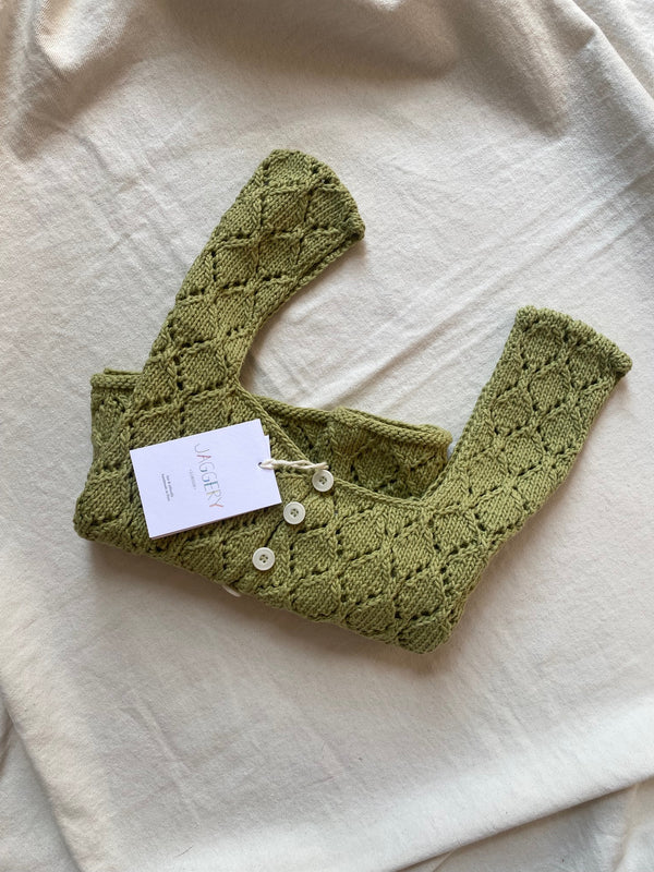 LINA vest cardigan / organic cotton / pistachio