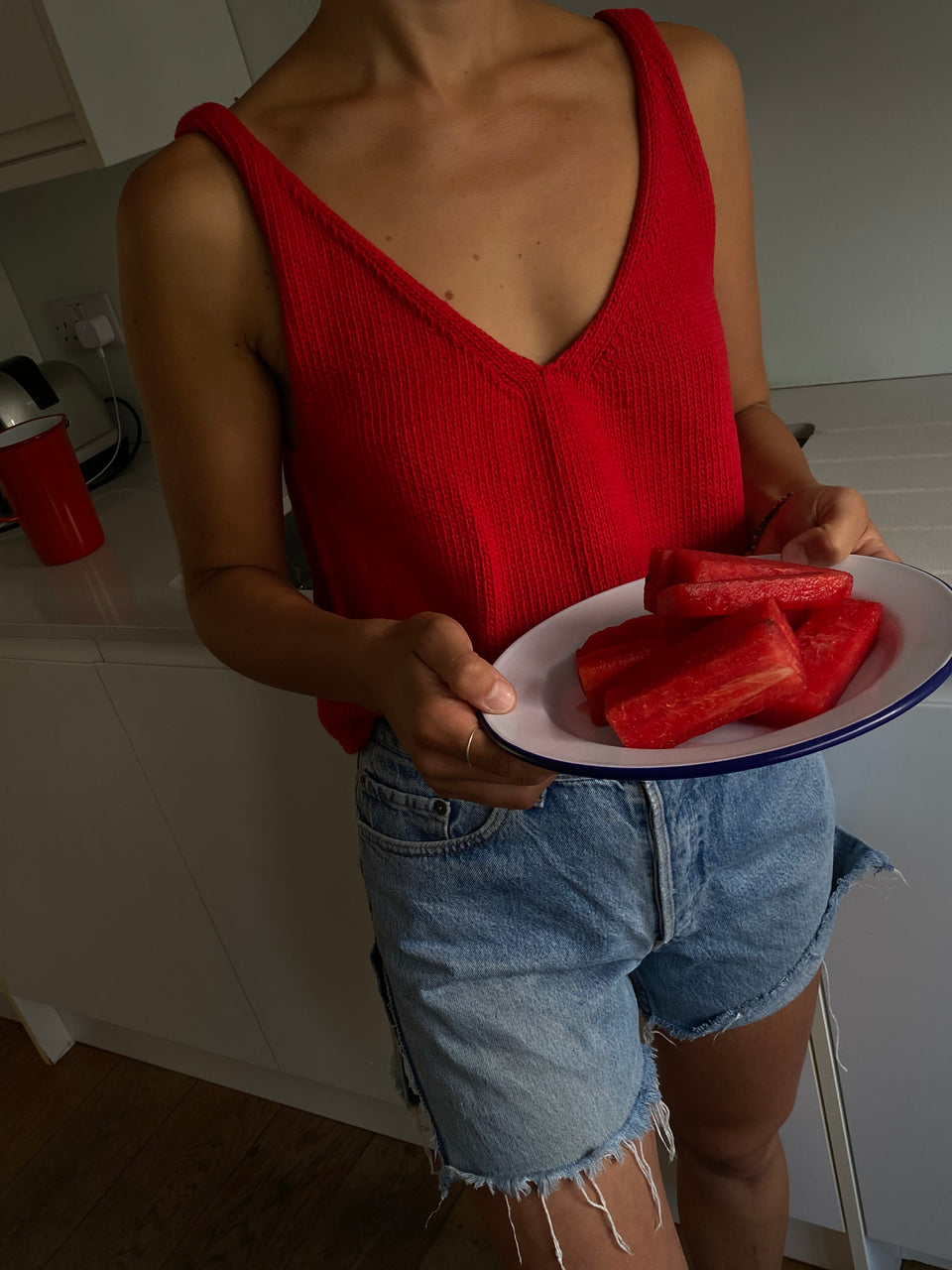 SOLITO vest / organic cotton / mojo rojo