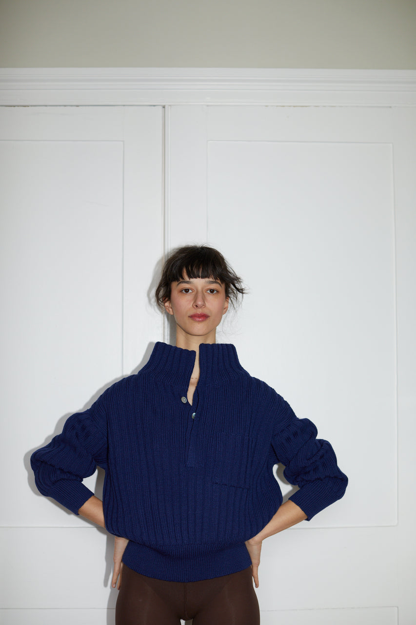 LENNY rib jumper / highland wool / indigo