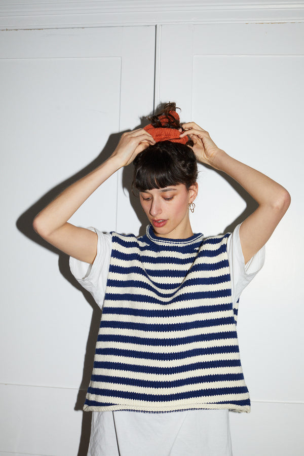 TINO vest / organic cotton / milk & midnight stripes