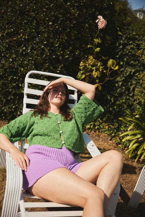 LINA BOLERO mini cardigan / organic cotton / cilantro