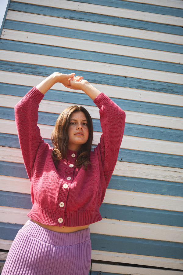 CARMEN cardigan / organic cotton / frambuesa