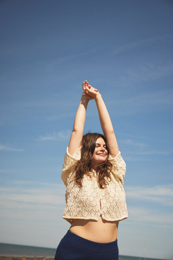 LINA BOLERO mini cardigan / organic cotton / milk