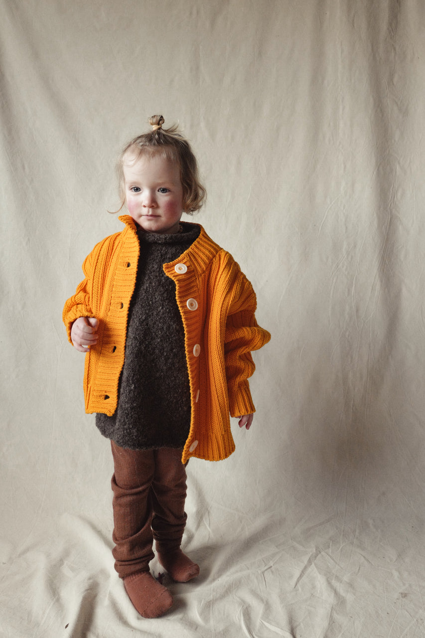 RIO ribbed cardigan / organic cotton / kumquat