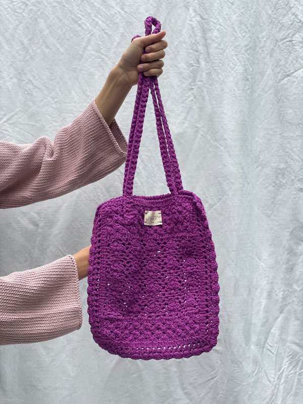 MERCADO crochet bag / organic cotton / grape