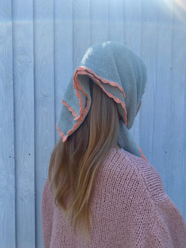 EULALIA fine knit scarf / organic cotton / summer sky & melon
