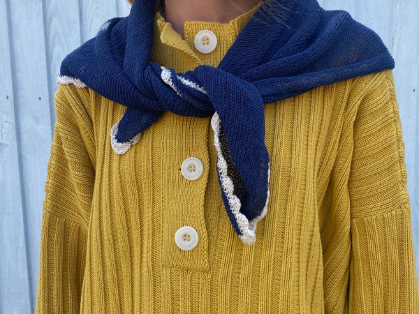 EULALIA fine knit scarf / organic cotton / midnight swim