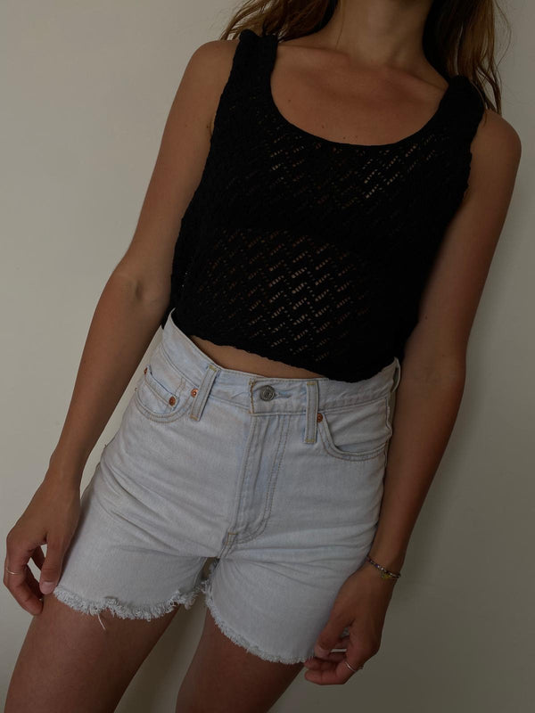 CANDELA lace vest / organic cotton / black