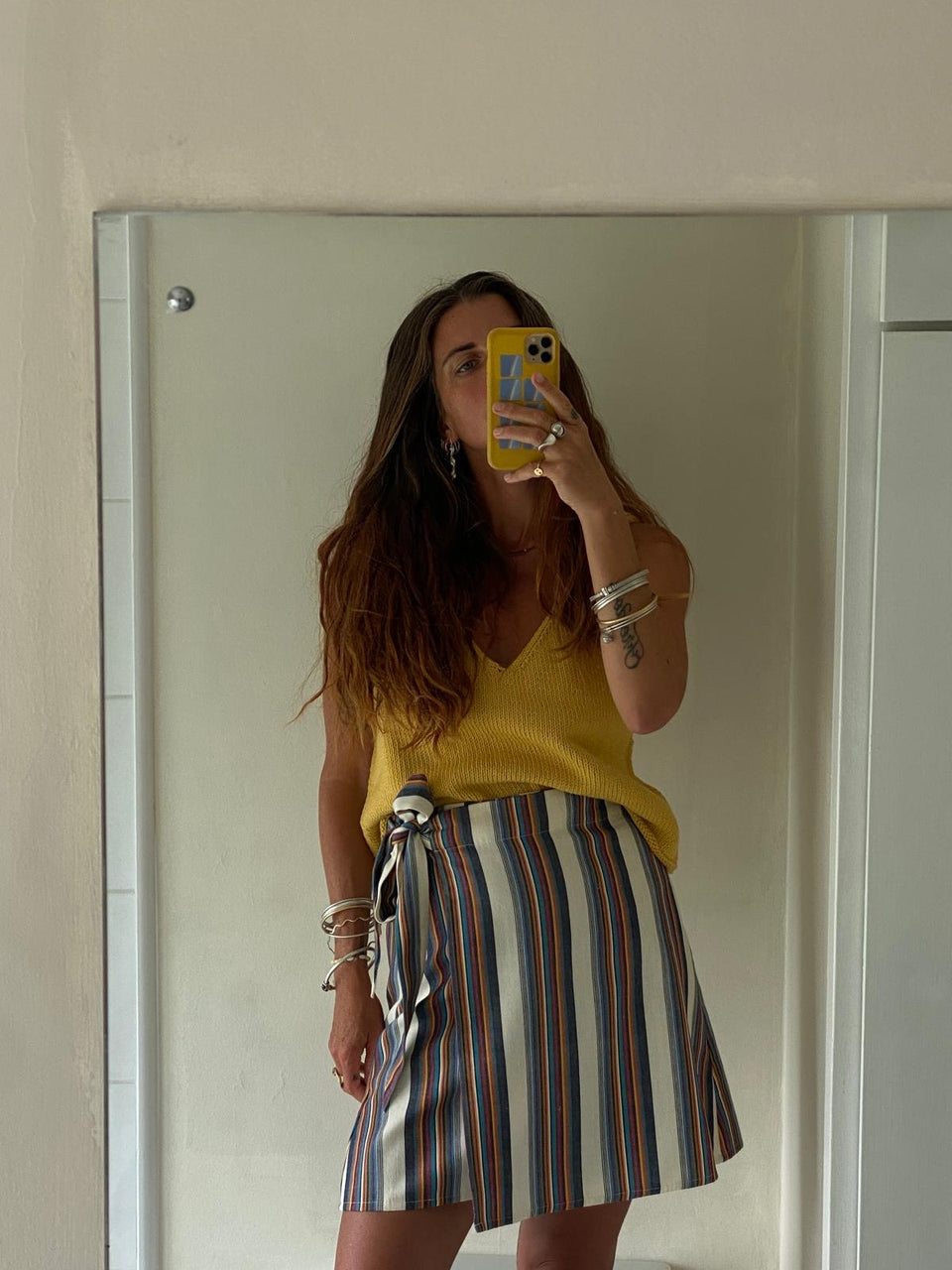 NILA mini wrap skirt / indian cotton / 90s stripes